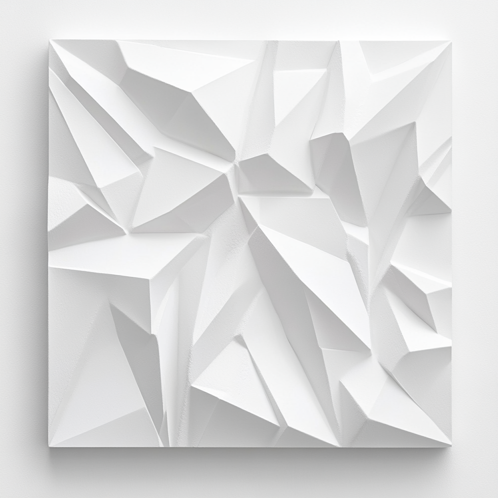 Fopax 3D Geometric Wall Art - Minimalist Plaster Relief Sculpture - White on White Modern Decor for Entryway & Office - 24"x24"