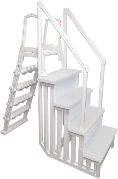 Select Anti-Slip in-Pool Steps | Gray | for Above Ground Swimming Pools | Can Mount to Decks 48" to 54" H | Safety Stairs Capacity Up to 300 lbs