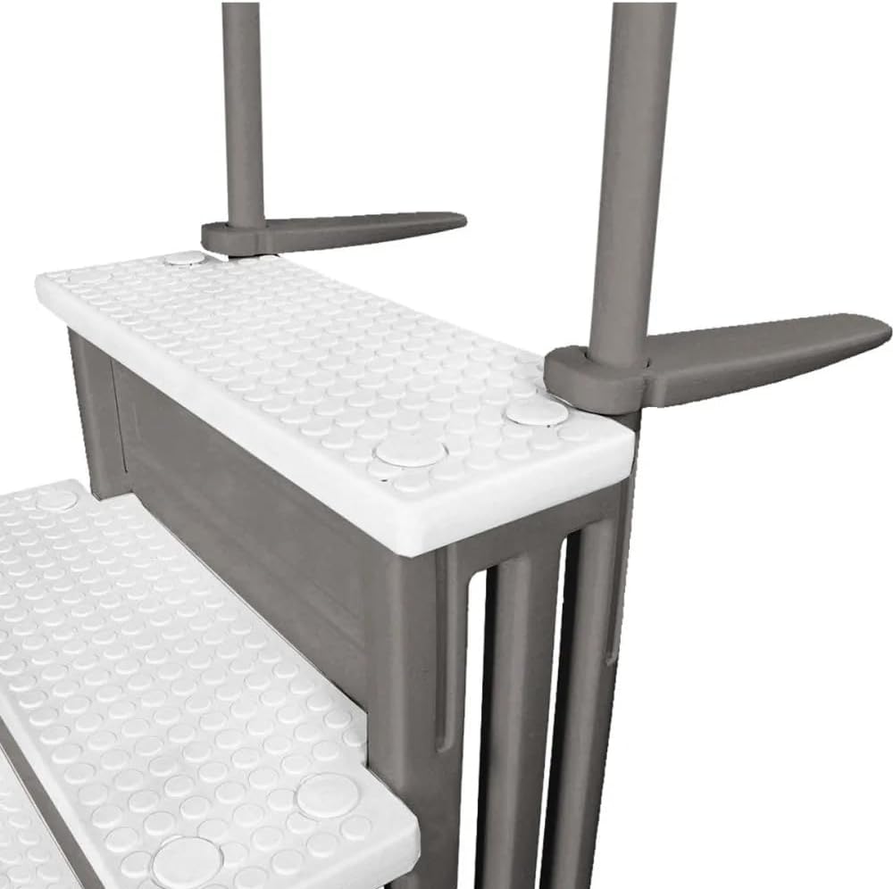 Select Anti-Slip in-Pool Steps | Gray | for Above Ground Swimming Pools | Can Mount to Decks 48" to 54" H | Safety Stairs Capacity Up to 300 lbs