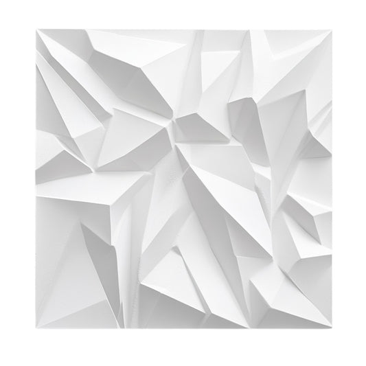 Fopax 3D Geometric Wall Art - Minimalist Plaster Relief Sculpture - White on White Modern Decor for Entryway & Office - 24"x24"