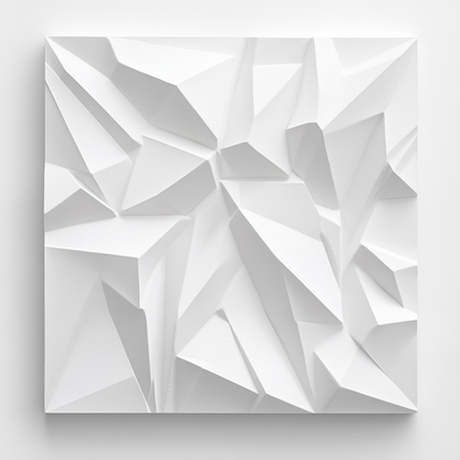 Fopax 3D Geometric Wall Art - Minimalist Plaster Relief Sculpture - White on White Modern Decor for Entryway & Office - 24"x24"